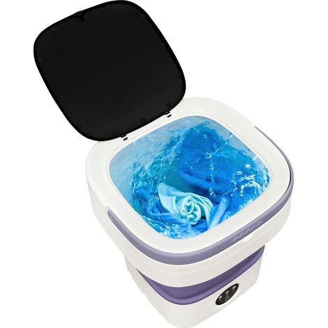 HAUTOUR Mini machine à laver pliable 12L, compacte Silencieuse 30-40dB, Spéciale linge délicat bébé lingerie 3 modes, Facile à transporter, Purification haute efficacité, Idéale Maison Voyage Camping (1/5)