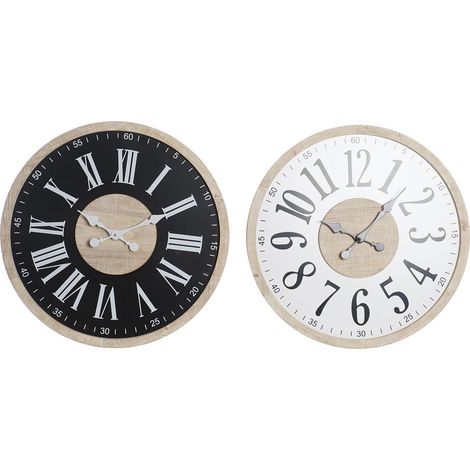 Horloge Murale DKD Home Decor Noir MDF Blanc (60 x 4,5 x 60 cm) (1/3)