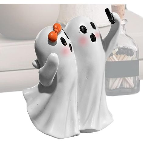 Figurine Fantôme Halloween Centre de Table Décoratif en Résine Adorable et Figurine fantôme blanc selfie Pour Couloir Chambre Enfant Cheminée Bibliothèque Table De Chevet Rebord De Fenêtre (1/5)