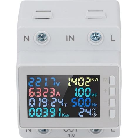 Compteur d'énergie monophasé sur rail DIN, testeur de consommation électrique, voltmètre, ampèremètre, wattmètre/kWh, fréquencemètre, compteur de puissance CA numérique 63A (1/5)