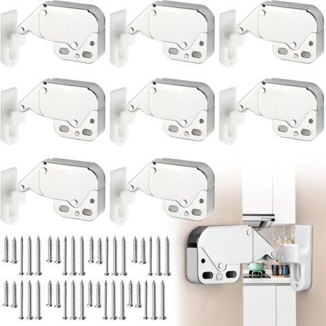 Pack of 8 Latch Catches, Mini Touch Latches, Spring Cabinet Lock, Latches for Mini Doors, for Cabinets and Cupboard Doors With Screws (1/5)