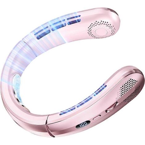 HONORNIC - Ventilateur de cou portable sans pales, 100 vitesses, à porter au cou, finition or rose améliorée