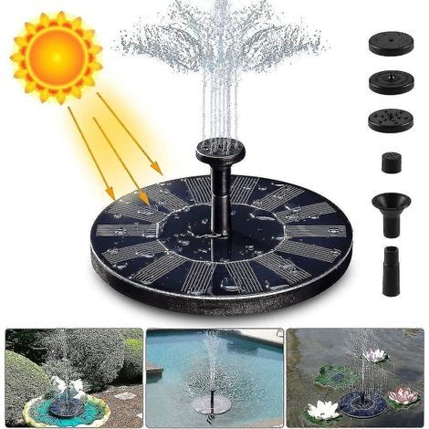Fontaine solaire, pompe à eau solaire 1,4 W avec 4 effets Hauteur de jet max. 70 cm Pompe pour fontaine solaire (1/5)