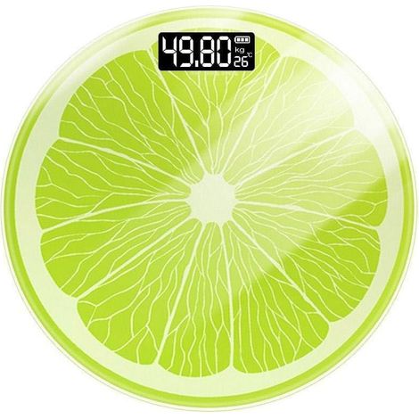 Pèse-personne électronique avec affichage de la température - Design citron - Contrôle précis du poids corporel - Compact et léger - Grand affichage LED - Pour adultes - Fonctionne sur piles (1/5)