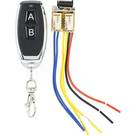 Télécommande sans fil universelle avec module récepteur relais à 2 voies pour éclairage et ouvre-porte de garage (large tension : 3,7 V, 5 V, 9 V, 12 V). (1/5)