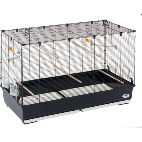 Ferplast – Volière cage à oiseaux PIANO 8 – Grande cage en métal 118 x 59 x h 75 cm – Espacement des barres 9,8 mm – 4 mangeoires et 2 abreuvoirs inclus