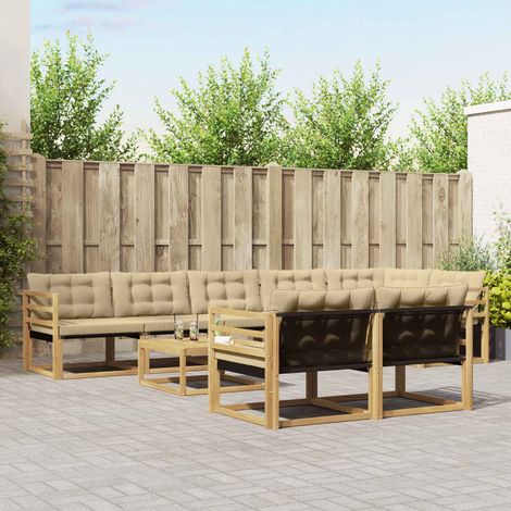 vidaXL Outdoor-Sofagarnitur 9 pcs Weiß und Beige 79 x 79 x 37 cm (1/5)