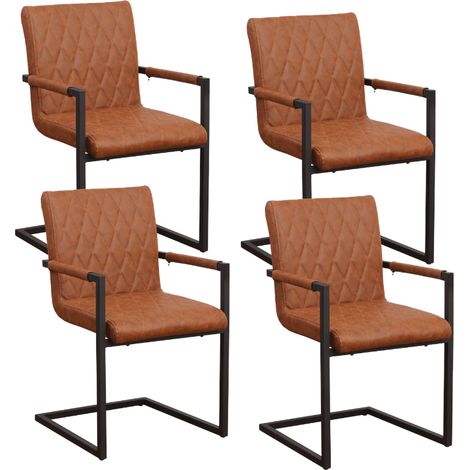 Set von 4 Esszimmerstühlen Ruben Industriell Cognac - Kunstleder (1/5)