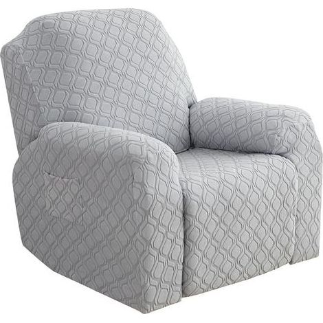 Stretch-Sesselbezug, 1-Sitzer-Sesselbezug mit Seitentasche, für Relax- und Massagesessel, 4-teiliges Jacquard-Set (hellgrau) (1/5)