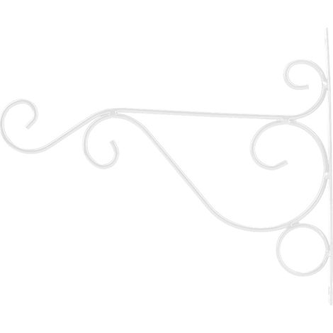 Support mural en fer pour plantes, crochet pour fleurs, décoration de jardin et maison, 30 x 21 cm (blanc) (1/5)