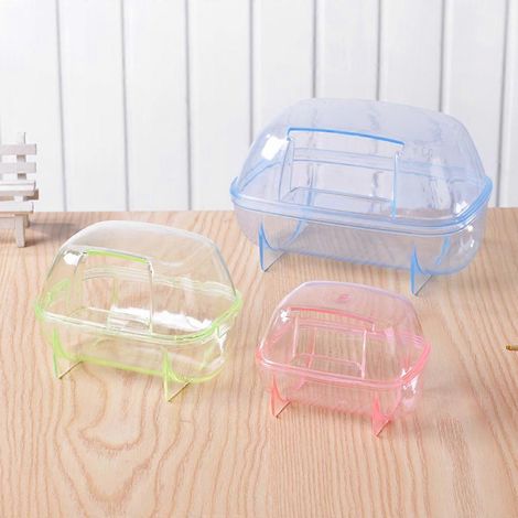 Bac à sable transparent en plastique pour salle de bain, idéal pour les petits animaux de compagnie comme les mini-gerbilles et les jeunes hérissons. (1/4)