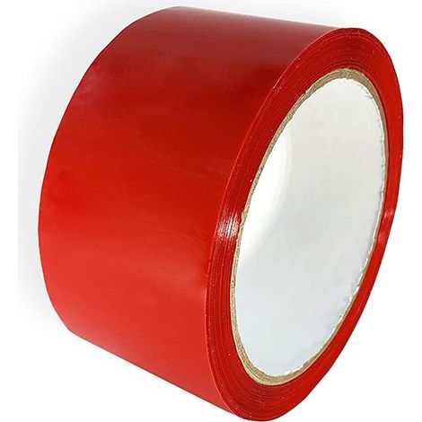 Ruban adhésif rouge d'emballage, ruban de signalisation en PVC, étiquette de sécurité à haute adhérence, 48 mm x 33 mètres (1/5)