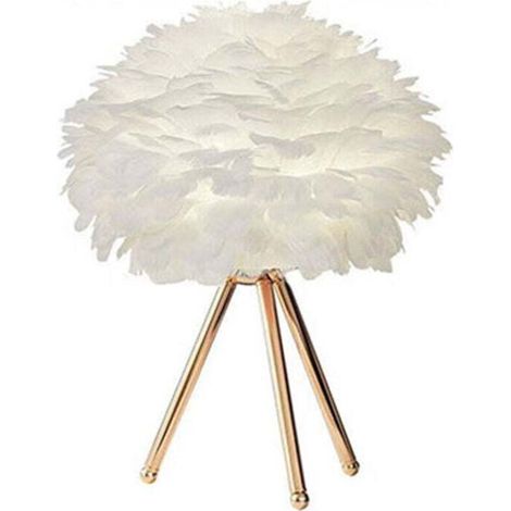Plume LED lampe de Table avec bouton poussoir lumière tamisée décorative or bureau lit veilleuse prise ue prise ue Type 1 triangulaire
