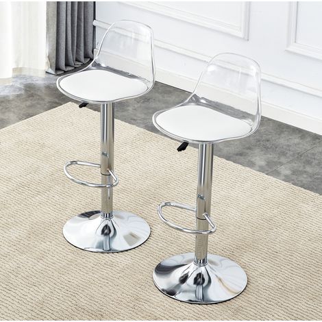 MEUBLIV Tabourets de bar réglables 2 pièces transparent et argent – pivot 360° (1/5)