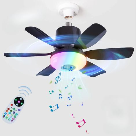 Ventilateur de plafond avec éclairage,Ventilateur avec éclairage Bluetooth,Plafonnier RGB à couleurs changeantes,Avec télécommande, E27, 220 V 29 W (1/5)