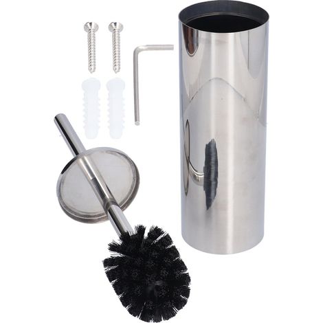 Brosse de toilette avec support, manche long en acier inoxydable, brosse douce pour cuvette, ensemble de brosses de nettoyage pour toilettes, finition miroir. (1/5)