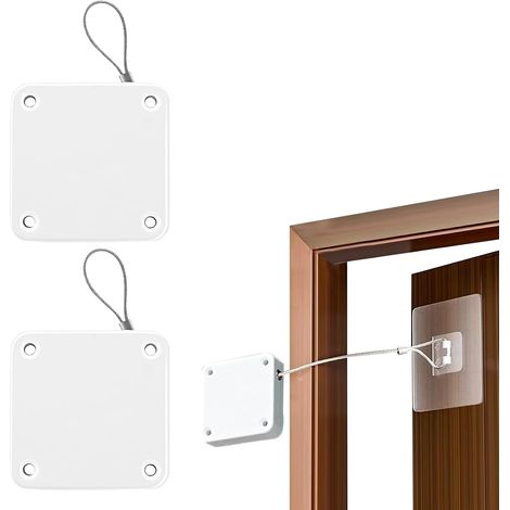 Set di 2 chiudiporta automatici, senza foratura, con cordino da 1000 g, per porte da camera da letto, cancelli da giardino e porte interne (1/5)