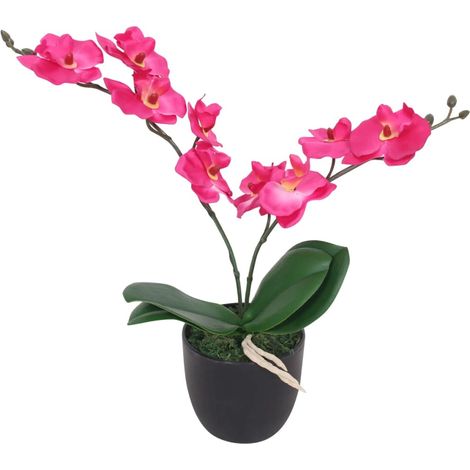 Orchidée artificielle en pot, 30 cm, rouge