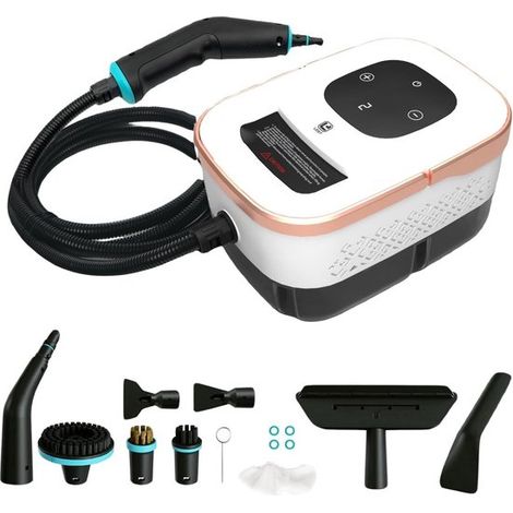 Nettoyeur vapeur portable - Nettoyage en profondeur de la maison - Temps de chauffe : 15 secondes - Réservoir de 1,6 L - Blanc doré (1/5)