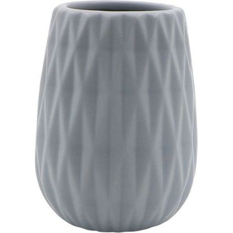 Cleafe - Bicchiere Porta Spazzolini Colore Grigio Lavorato Accessori Arredo Bagno 79951 - (1/2)