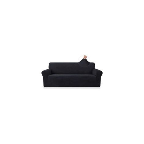 Universeller Stretch-Sofabezug aus schwarzem Polyester für 2-Sitzer