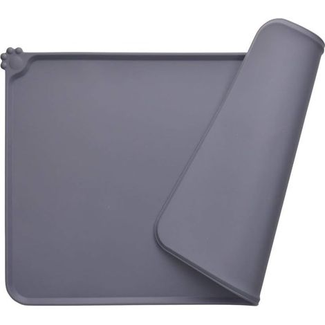 Hundenapfmatte, FDA-Standard-Silikon-Katzen-Futtermatte, wasserdicht und rutschfest, grau, 54 x 38 cm
