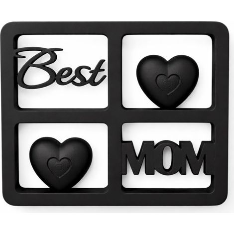 Marco decorativo con forma de ventana con la inscripción "La mejor mamá" en negro. (1/3)