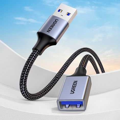 Verlängerungskabel USB 3.0, USB-Stecker auf USB-Buchse, 0,5m in Schwarz-Grau (1/5)