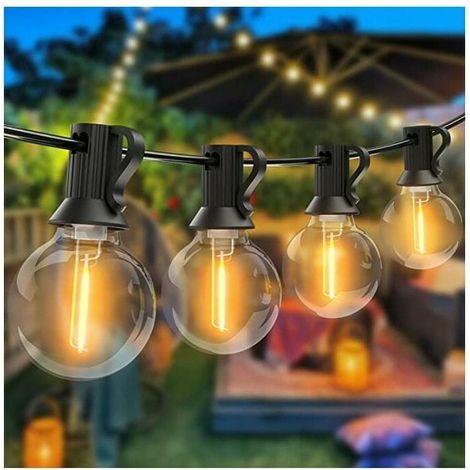 Outdoor Light, 15M G40 LED Guinguette Garland 25+1 Spare Bulbs, Waterproof Outdoor Garland, Connectable Decorative Garland for Garden, Party, Evening, Terrace, Christmas, Warm White (1/5)