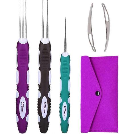 Häkelnadeln für Dreadlocks, Haarnadeln mit ergonomischem Griff, 3er-Set (0,75 mm) (1/5)