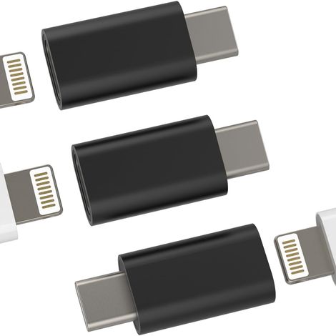 Adaptateur Lightning vers USB C - Lot de 3 - Aluminium - Conversion Chargeur - iPhone et iPad - Argent (1/5)