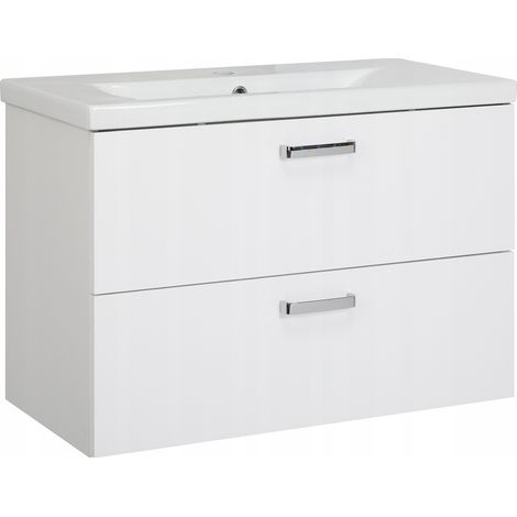 STAMAR Badezimmerschrank - 80 cm - Weiß glänzend - Modernes Design - Praktisch und Elegant