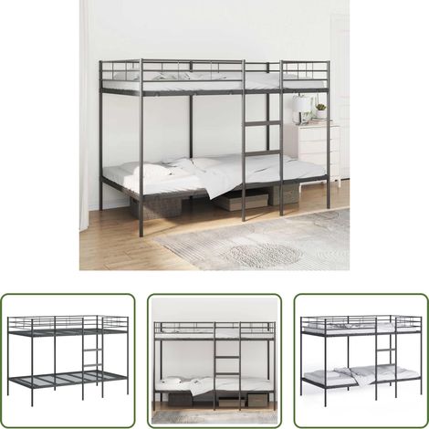 Hochbett - Etagenbett ohne Matratze Schwarz 100x200 cm Stahl (1/5)