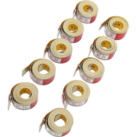 Lot de 10 rubans à mesurer souples 60 pouces 150 cm double face colorés transparents pour mesurer le corps pour (1/5)