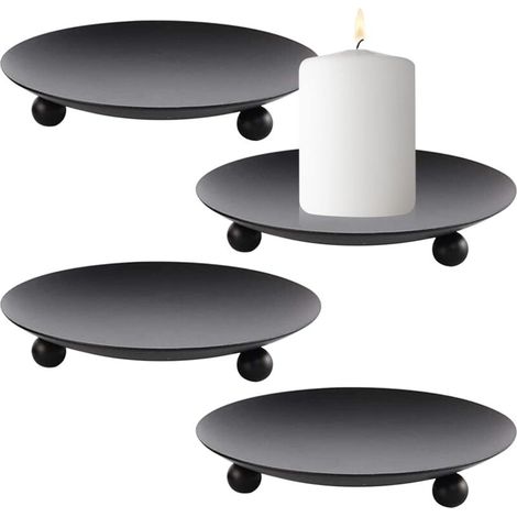 4PCS Chandelier de Mariage,Bougeoir en Métal rétro Noir,Bougeoirs Détenteur pour Restaurant Table Mariage Noël Halloween Saint Valentin(Noir) (1/4)