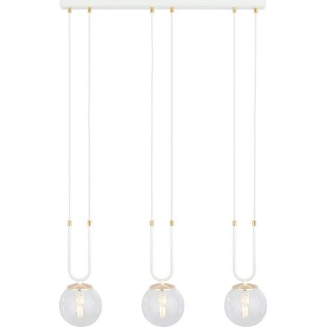 Lampada a Sospensione Glam, Acciaio verniciato a polvere, Vetro, Bianco, 70x115x15 cm (1/5)