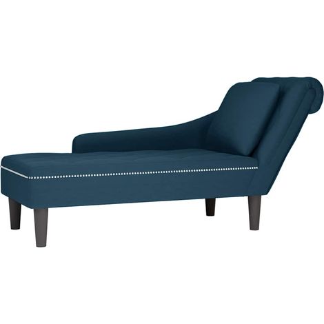 Chaiselongue mit Kissen und Rechter Armlehne Blau Samt vidaXL