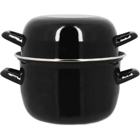 TheKitchenette Muscheltopf Schwarz 18 cm Emaille