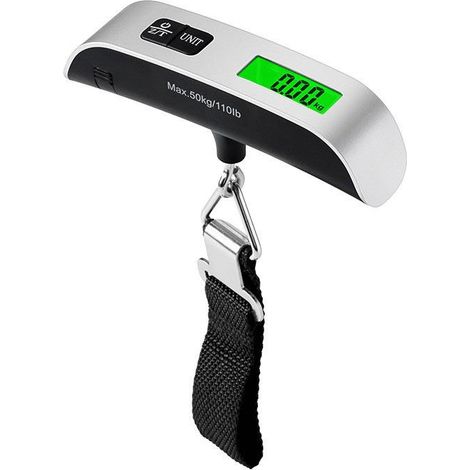 BEBUSINGOTO Báscula electrónica portátil para equipaje, báscula multifunción para maletas de viaje, máx. 50 kg (g, oz), báscula de viaje, báscula digital electrónica con función de tara y correa. (1/5)