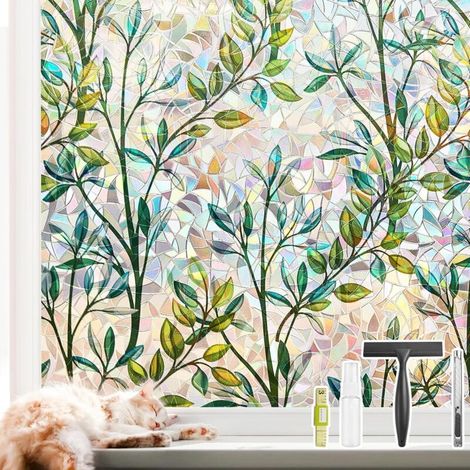 Sichtschutzfolie, 3D-Dekorfolie, Sonnenschutzfolie für Glastüren, selbstklebende Fensterdekoration, 44,5 x 200 cm (1/5)