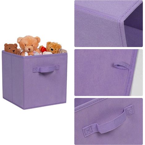 Boîte de rangement pliable en tissu pour l'organisation de la maison, cubes de rangement pliables en tissu avec poignées de transport, polypropylène non tissé durable (1/5)
