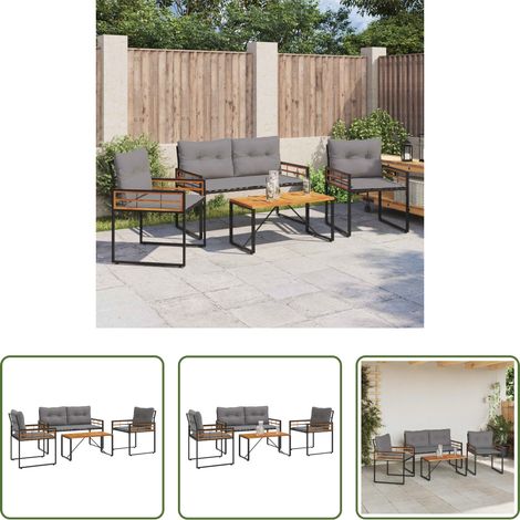 Terrassenmöbel - Gartenmöbel Set mit Kissen 4 pcs Hellgrau (1/5)