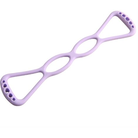 Sangle de traction en forme de 8 pour le yoga et les étirements, en silicone, pour un entraînement complet du corps, des épaules et du dos, couleur violette. (1/3)