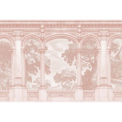 Papier peint panoramique italien monument Tapisserie panoramique rose et blanc originale Papier peint panoramique chambre adulte effet ancien (1/2)