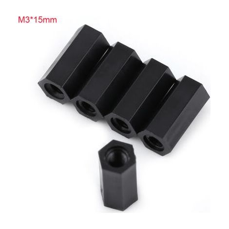 100 Black PA66 M3 Female x Hex Threaded Standoffs (M315) (1/4)