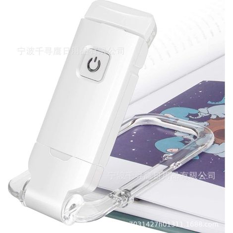 Lampe de lecture pince à livre, lampe à pince rechargeable USB pour lire au lit, lampe de livre à 3 niveaux de luminosité réglables (1/5)
