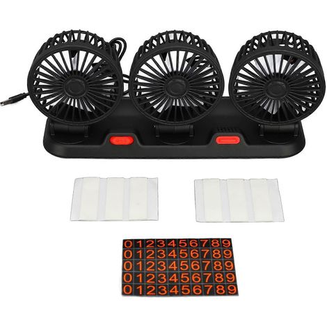 USB-Autolüfter mit 3 Lüfterköpfen, 2 Geschwindigkeiten, 360° drehbar, mit Aromabox für das Armaturenbrett