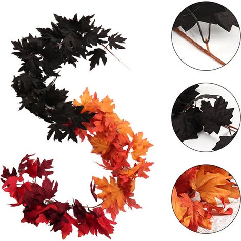 Guirlande Feuilles D'érable - 1,60 M - Décoration Murale et Porte - Fausse Plante en Soie - Pour Intérieur et Extérieur - 1 Pièce (1/3)