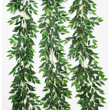 Guirlande de ruscus italienne artificielle à 3 brins de 198,1 cm en soie avec feuilles vertes, tiges artificielles pour centres de table, arche de mariage, fleurs, décoration d'intérieur (1/5)