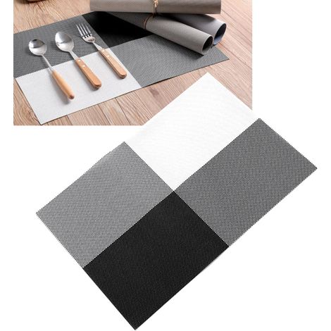Sets de table multifonctions style nordique imperméables, réutilisables et résistants à la chaleur, en PVC noir, pour la maison et les fêtes. (1/5)
